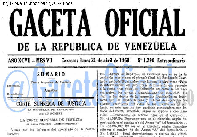 Gaceta Oficial 1290 del 21 Abril 1969