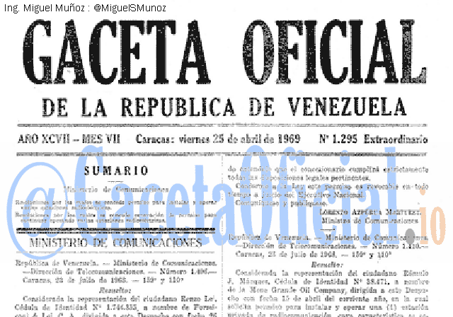 Gaceta Oficial 1295 del 25 Abril 1969
