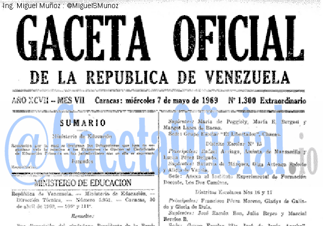 Gaceta Oficial 1300 del 7 Mayo 1969