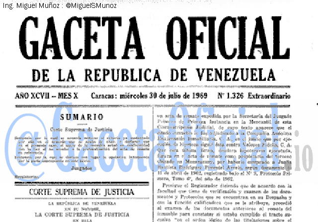 Gaceta Oficial 1326 del 30 Julio 1969