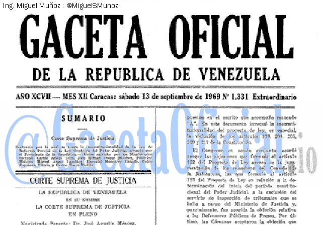 Gaceta Oficial 1331 del 13 Septiembre 1969