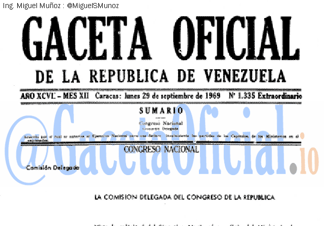 Gaceta Oficial 1335 del 29 Septiembre 1969