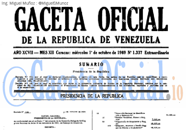 Gaceta Oficial 1337 del 1 Octubre 1969
