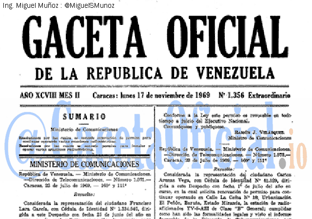 Gaceta Oficial 1356 del 17 Noviembre 1969