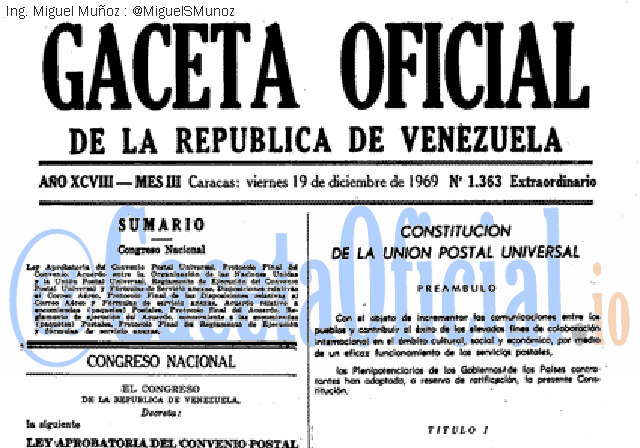 Gaceta Oficial 1363 del 19 Diciembre 1969