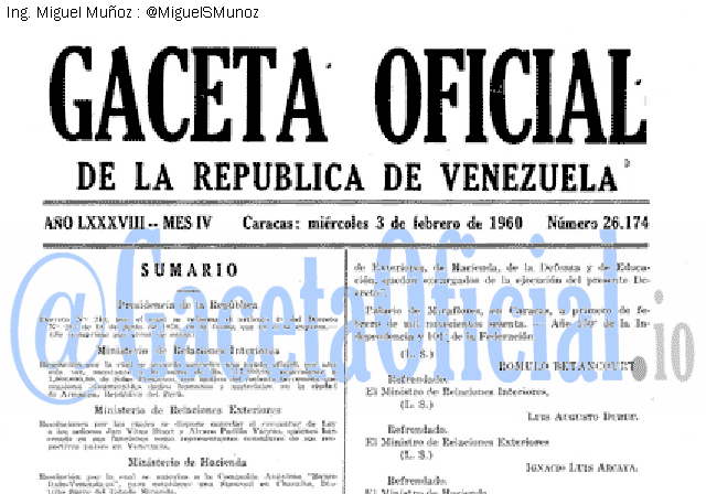 Gaceta Oficial 26174 del 3 Febrero 1960