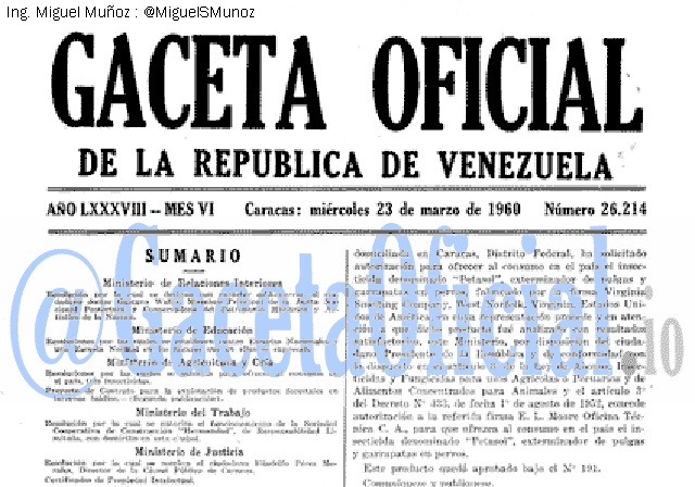 Gaceta Oficial 26214 del 23 Marzo 1960