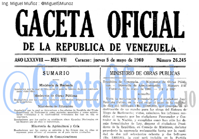 Gaceta Oficial 26245 del 5 Mayo 1960