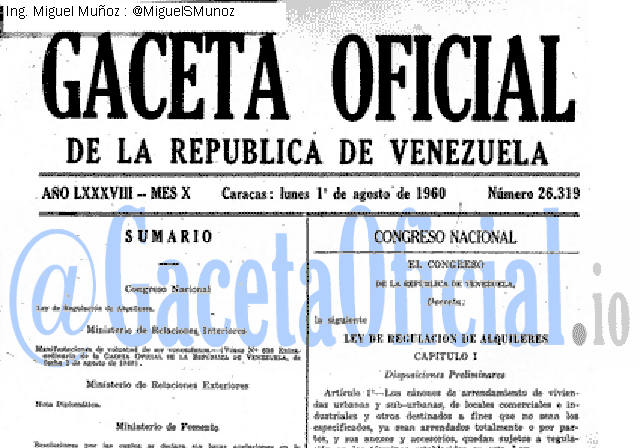 Gaceta Oficial 26319 del 1 Agosto 1960