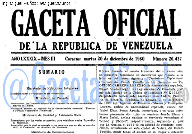 Gaceta Oficial 26437 del 20 Diciembre 1960