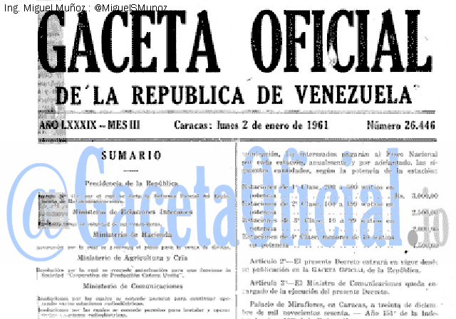 Gaceta Oficial 26446 del 2 Enero 1961