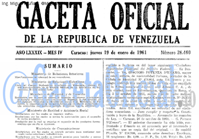 Gaceta Oficial 26460 del 19 Enero 1961