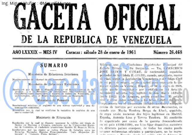 Gaceta Oficial 26468 del 28 Enero 1961