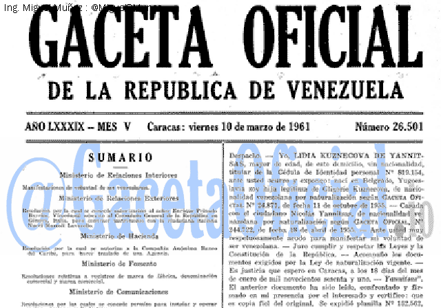 Gaceta Oficial 26501 del 10 Marzo 1961