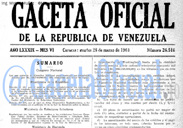Gaceta Oficial 26516 del 28 Marzo 1961