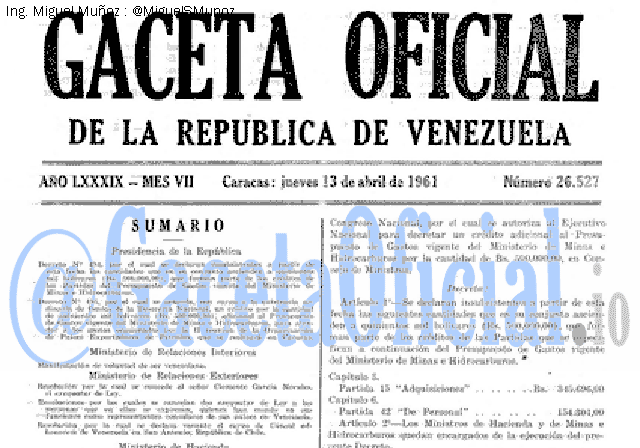 Gaceta Oficial 26527 del 13 Abril 1961