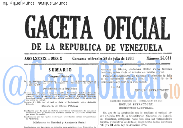 Gaceta Oficial 26611 del 26 Julio 1961