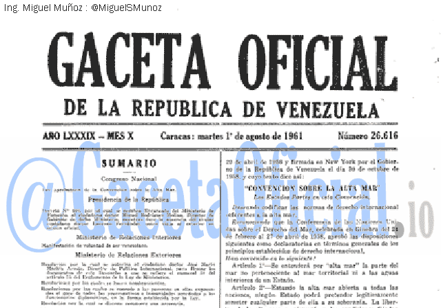 Gaceta Oficial 26616 del 1 Agosto 1961