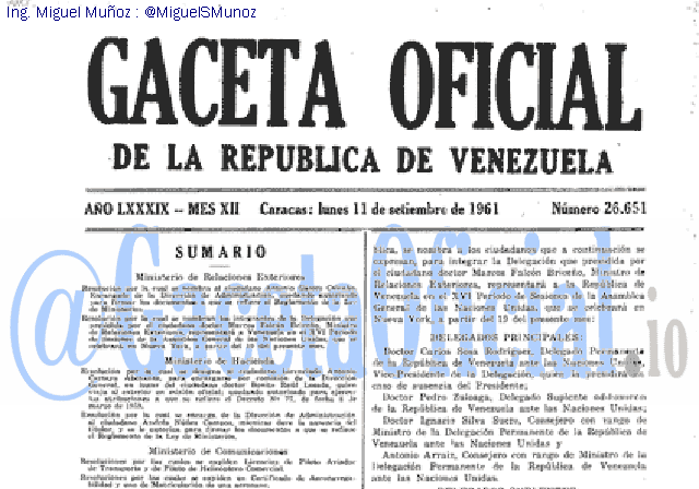 Gaceta Oficial 26651 del 11 Septiembre 1961