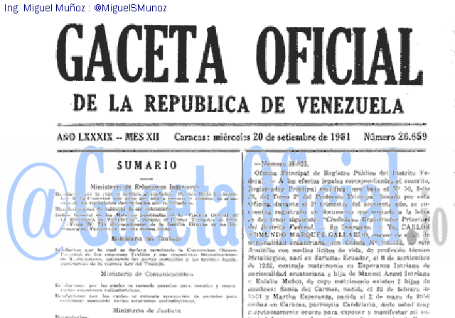 Gaceta Oficial 26659 del 20 Septiembre 1961