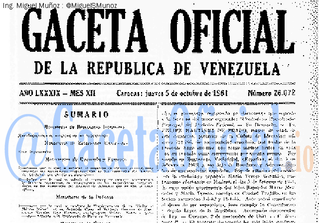 Gaceta Oficial 26672 del 5 Octubre 1961