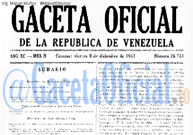 Gaceta Oficial 26724 del 8 Diciembre 1961