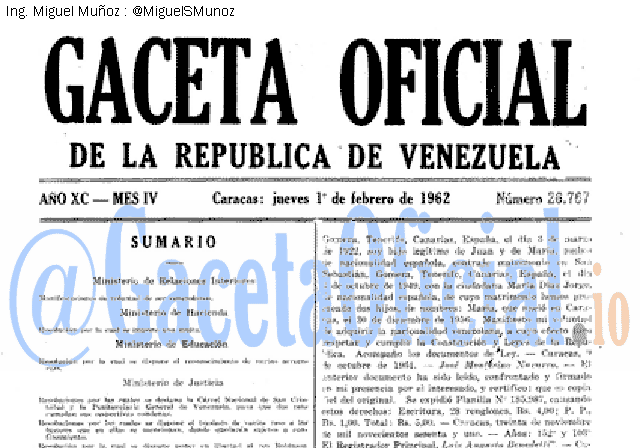 Gaceta Oficial 26767 del 1 Febrero 1962