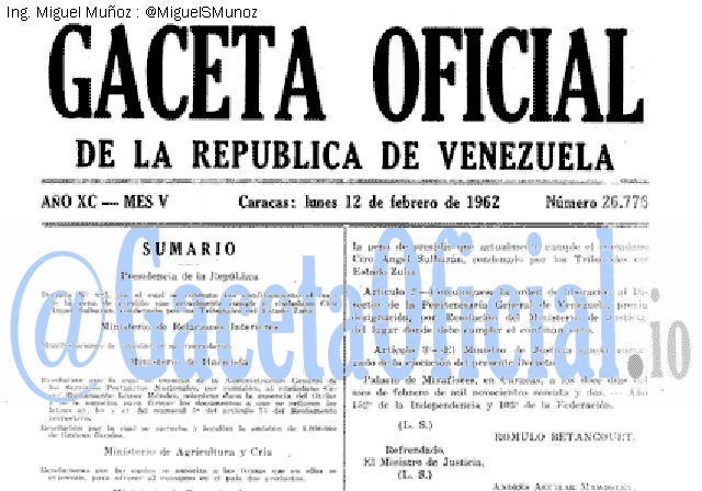 Gaceta Oficial 26776 del 12 Febrero 1962