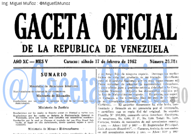 Gaceta Oficial 26781 del 17 Febrero 1962