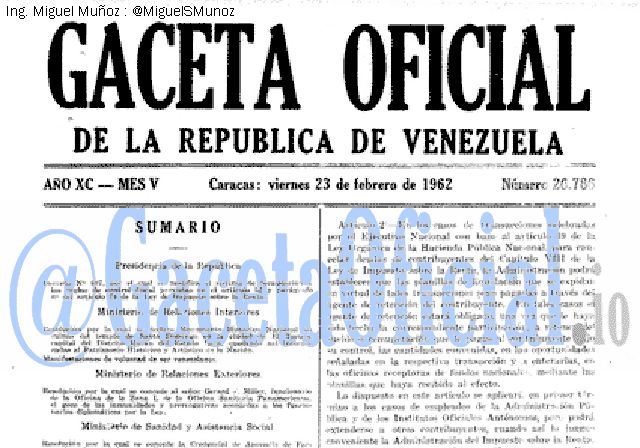 Gaceta Oficial 26786 del 23 Febrero 1962