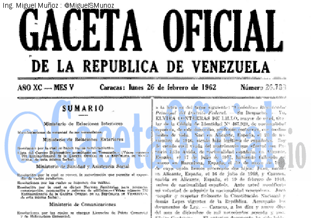 Gaceta Oficial 26788 del 26 Febrero 1962