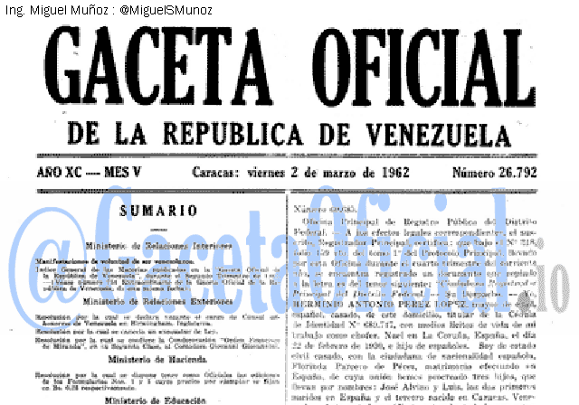 Gaceta Oficial 26792 del 2 Marzo 1962