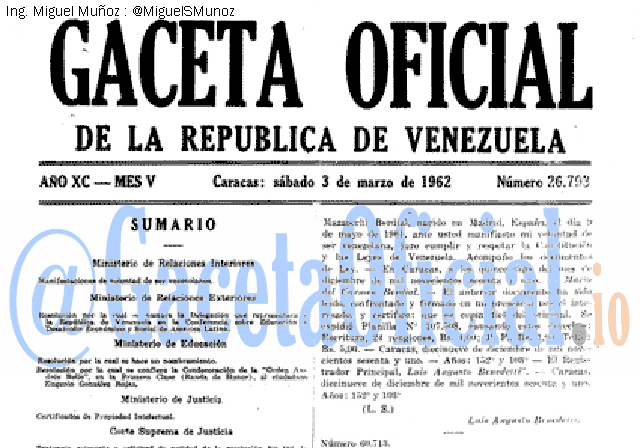 Gaceta Oficial 26793 del 3 Marzo 1962