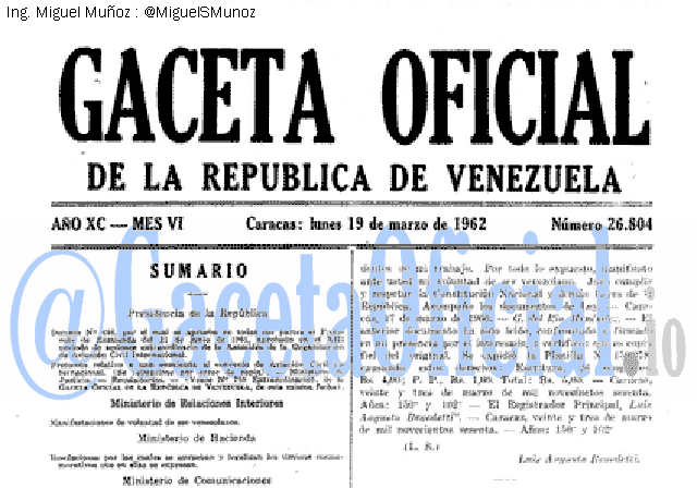Gaceta Oficial 26804 del 19 Marzo 1962
