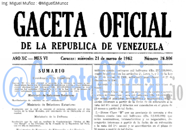Gaceta Oficial 26806 del 21 Marzo 1962