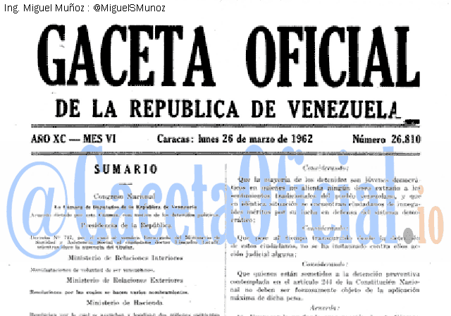 Gaceta Oficial 26810 del 26 Marzo 1962