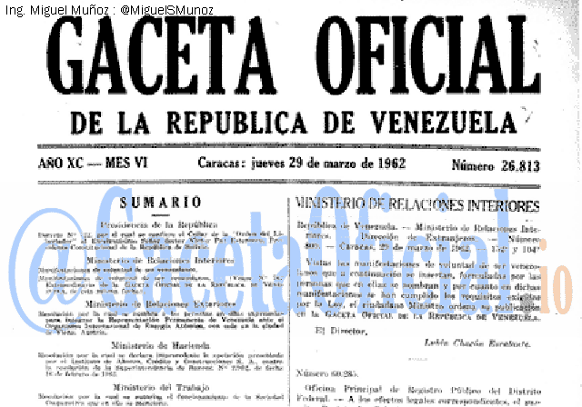 Gaceta Oficial 26813 del 29 Marzo 1962