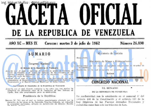 Gaceta Oficial 26890 del 3 Julio 1962