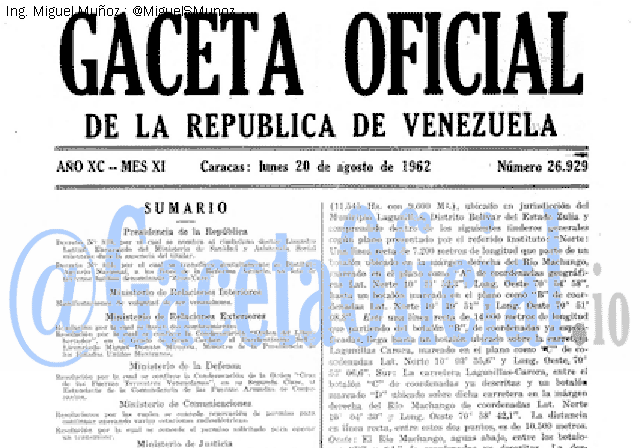 Gaceta Oficial 26929 del 20 Agosto 1962
