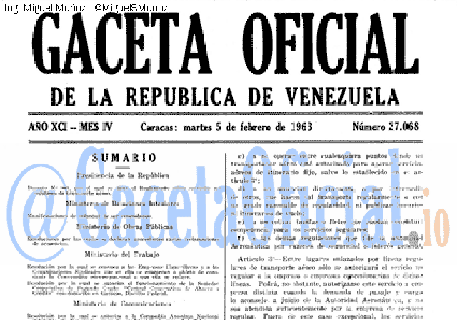 Gaceta Oficial 27068 del 5 Febrero 1963