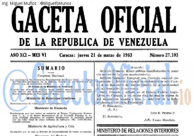 Gaceta Oficial 27103 del 21 Marzo 1963