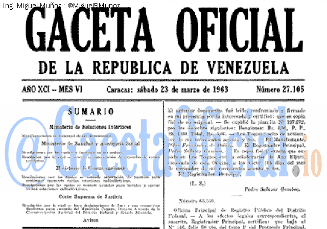 Gaceta Oficial 27105 del 23 Marzo 1963