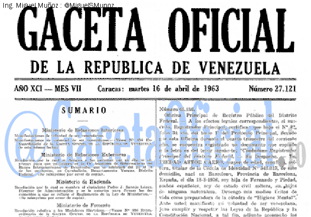 Gaceta Oficial 27121 del 16 Abril 1963