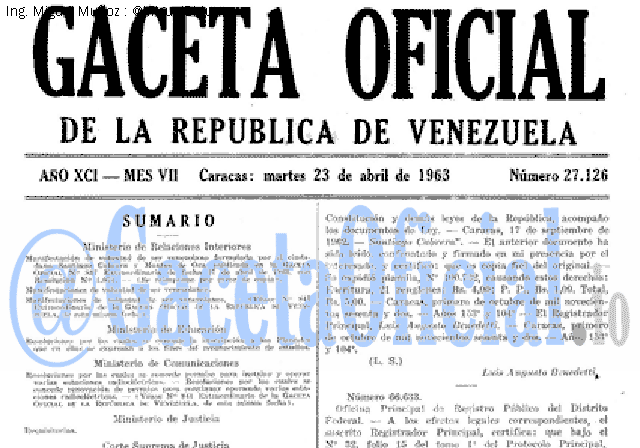 Gaceta Oficial 27126 del 23 Abril 1963