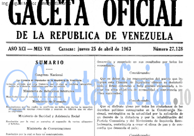 Gaceta Oficial 27128 del 25 Abril 1963