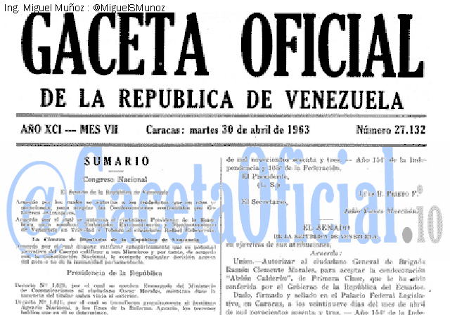 Gaceta Oficial 27132 del 30 Abril 1963