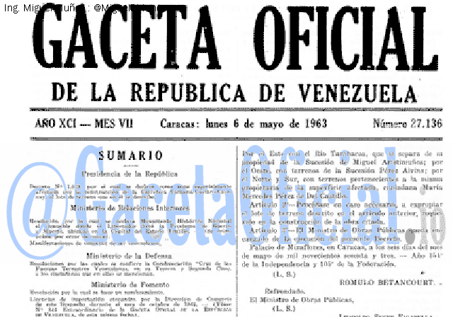 Gaceta Oficial 27136 del 6 Mayo 1963