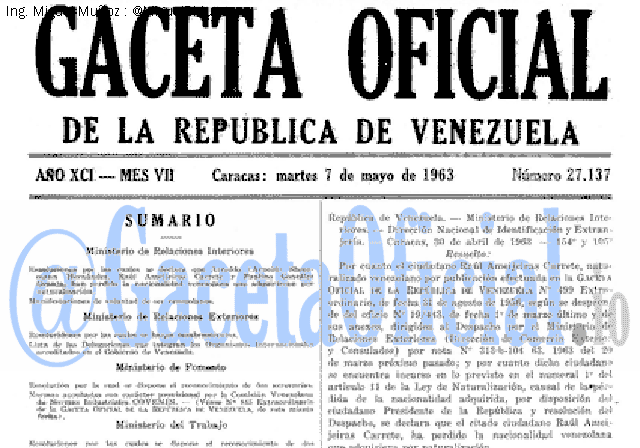 Gaceta Oficial 27137 del 7 Mayo 1963