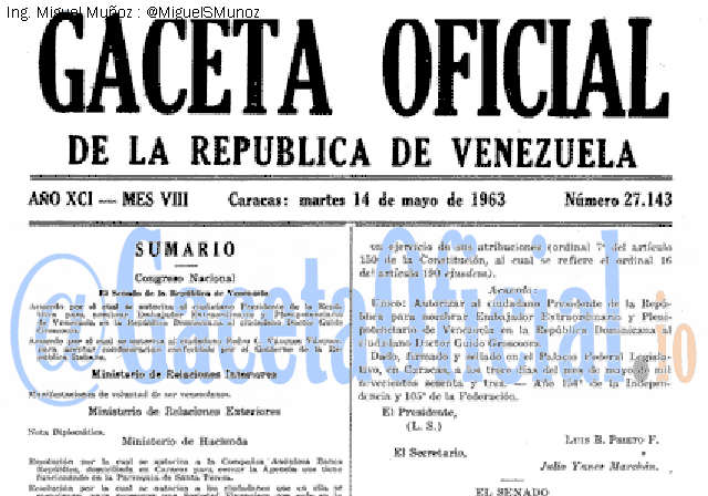 Gaceta Oficial 27143 del 14 Mayo 1963