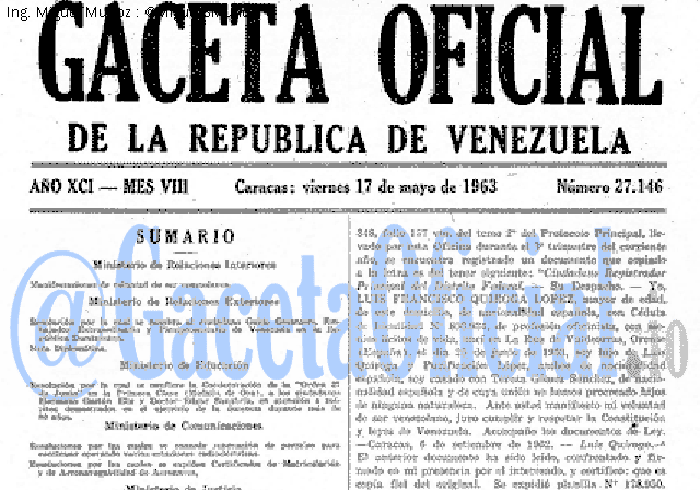 Gaceta Oficial 27146 del 17 Mayo 1963